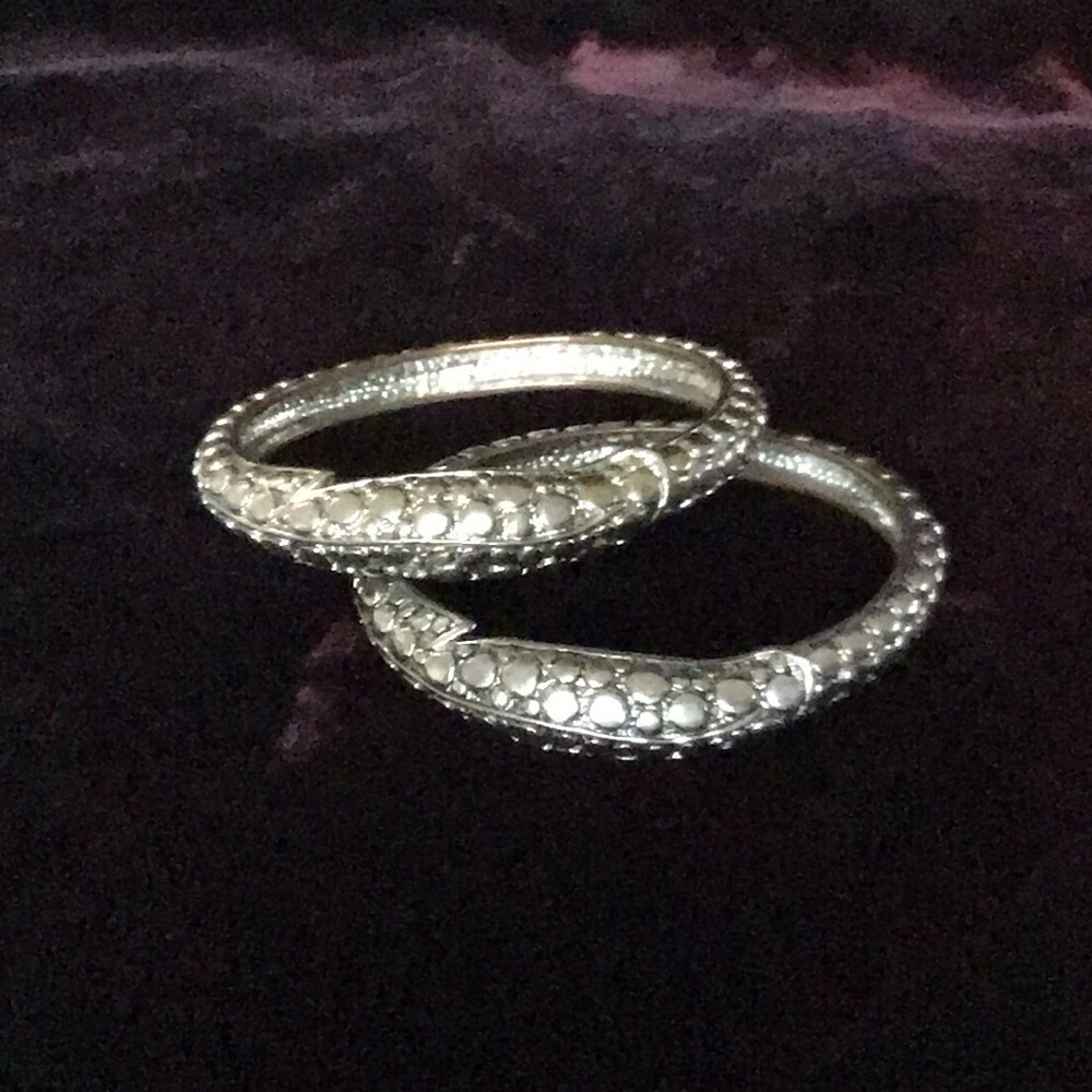 Silver Snakeskin Textured Bangles